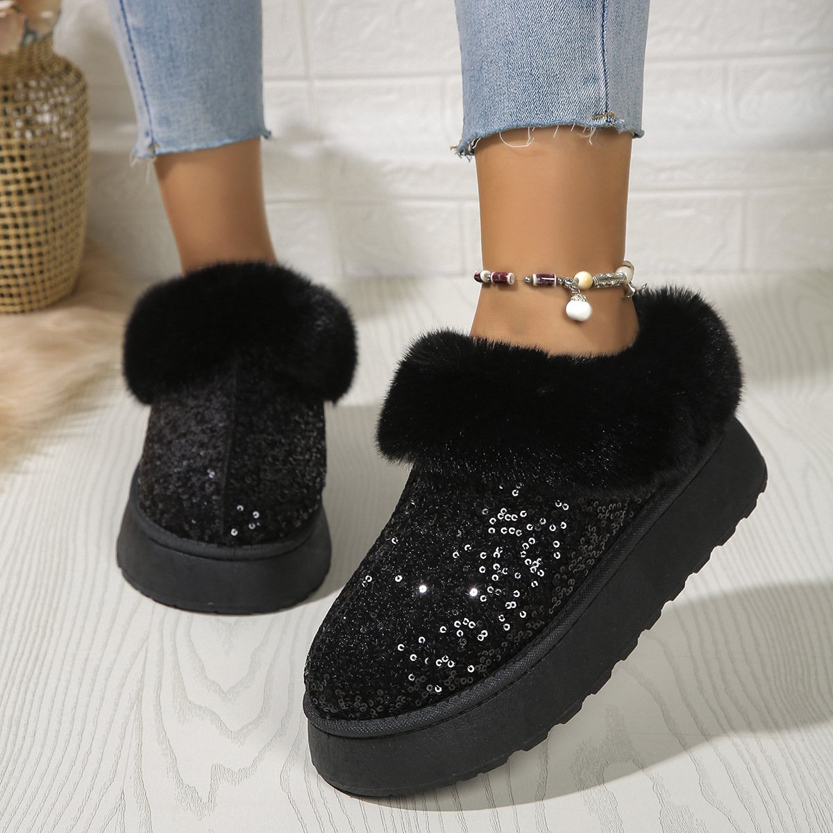 Rembourré de Coton Bottes Décontracté Plain Hiver Quotidien Bottes de Neige à Talon Plat PU Caoutchouc à Enfiler pour Femmes