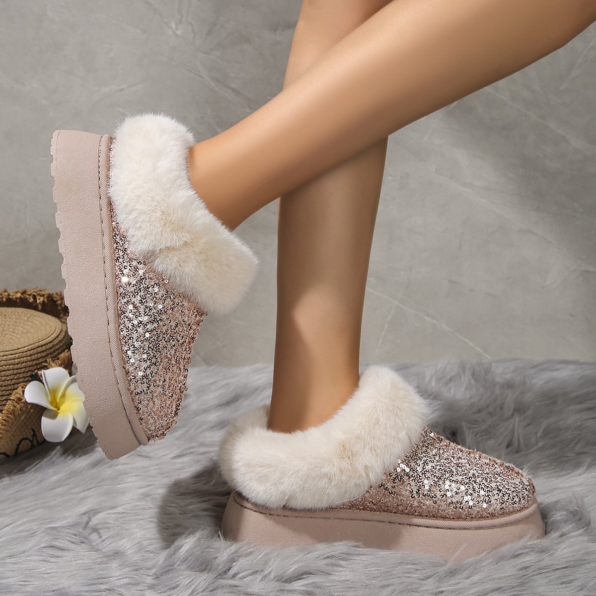 Rembourré de Coton Bottes Décontracté Plain Hiver Quotidien Bottes de Neige à Talon Plat PU Caoutchouc à Enfiler pour Femmes