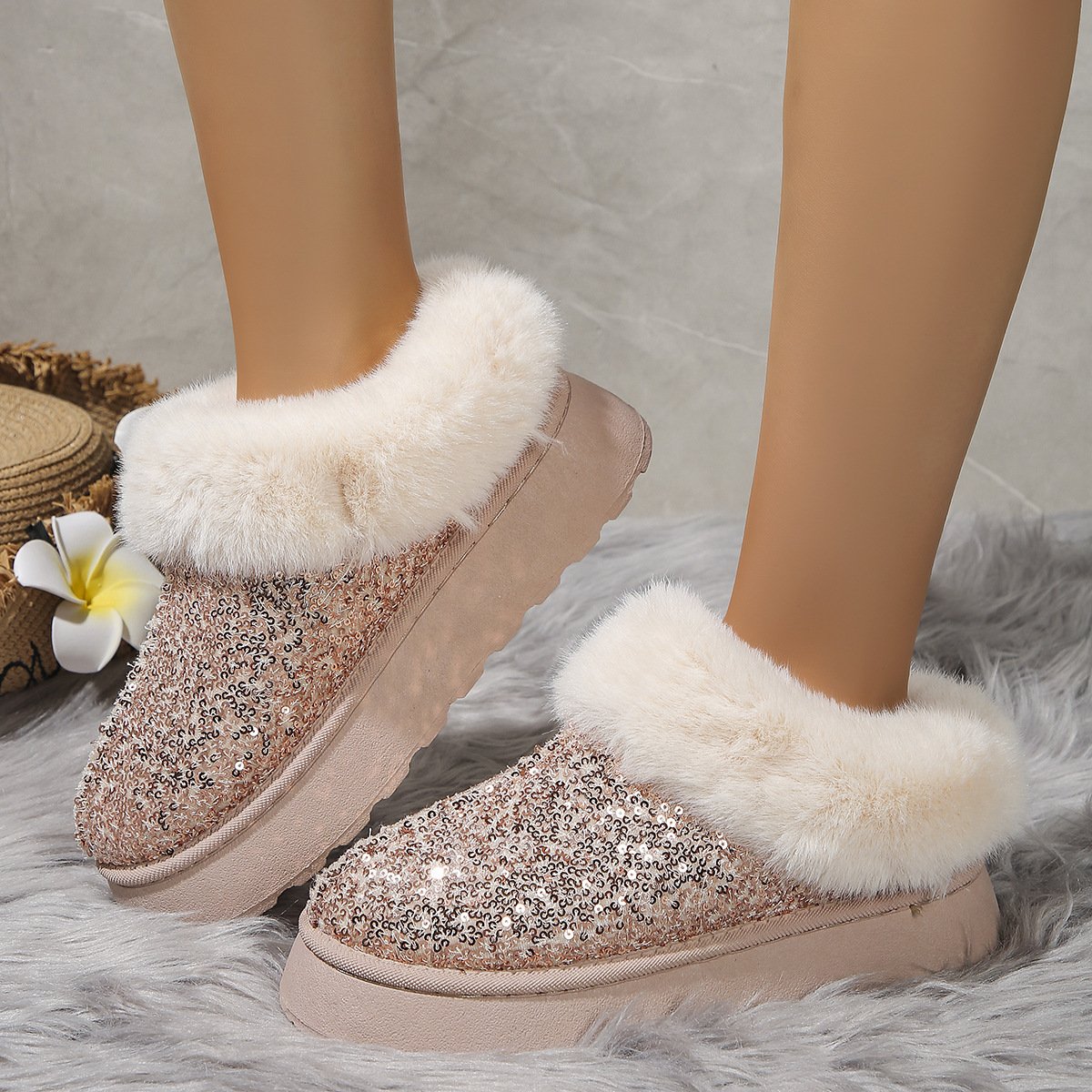 Rembourré de Coton Bottes Décontracté Plain Hiver Quotidien Bottes de Neige à Talon Plat PU Caoutchouc à Enfiler pour Femmes