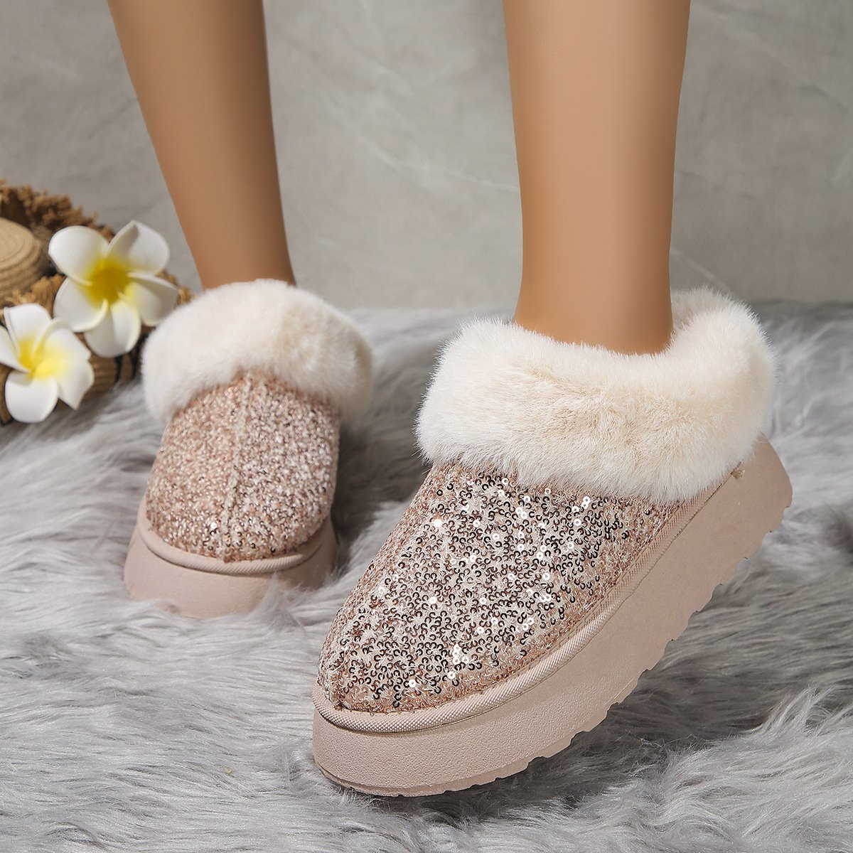 Rembourré de Coton Bottes Décontracté Plain Hiver Quotidien Bottes de Neige à Talon Plat PU Caoutchouc à Enfiler pour Femmes