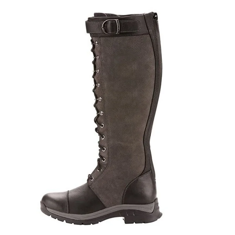 Bottes d'Extérieur Femmes Ethnique Plain Automne Zip Imperméable Vacances Bottes de Combat Cuir Talon de Bloc