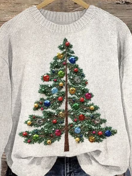 Pulls Décontracté Hiver impression en 3D Tricoté Micro-élasticité Ample Manches Longues Col Rond Régulier pour Femmes