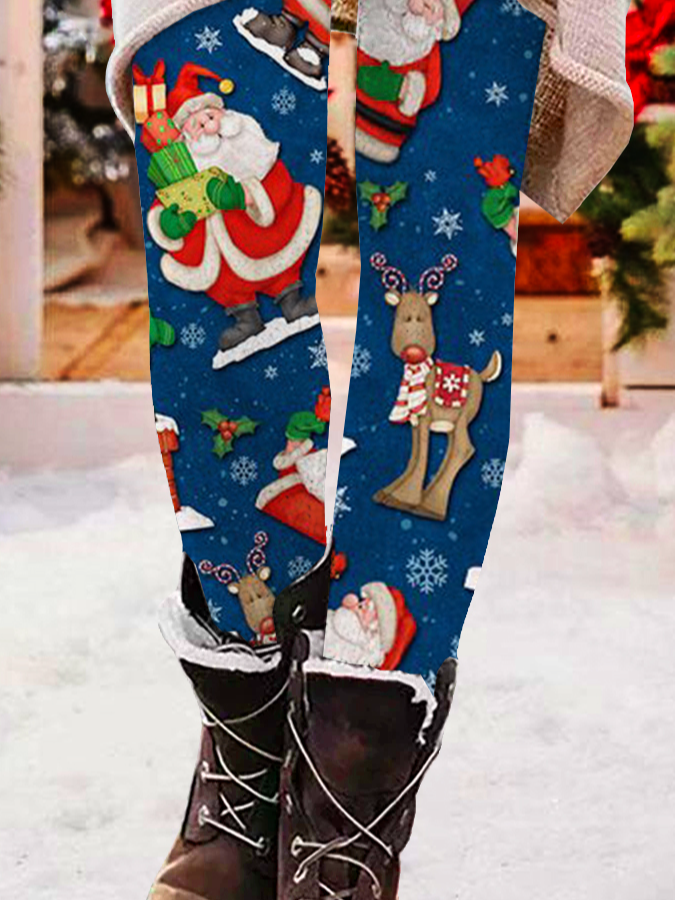 Pantalons De Yoga Femmes Décontracté Toutes Les Saisons Noël Naturel Serré Noël Long Legging Régulier