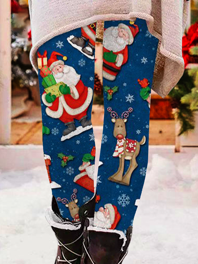 Pantalons De Yoga Femmes Décontracté Toutes Les Saisons Noël Naturel Serré Noël Long Legging Régulier