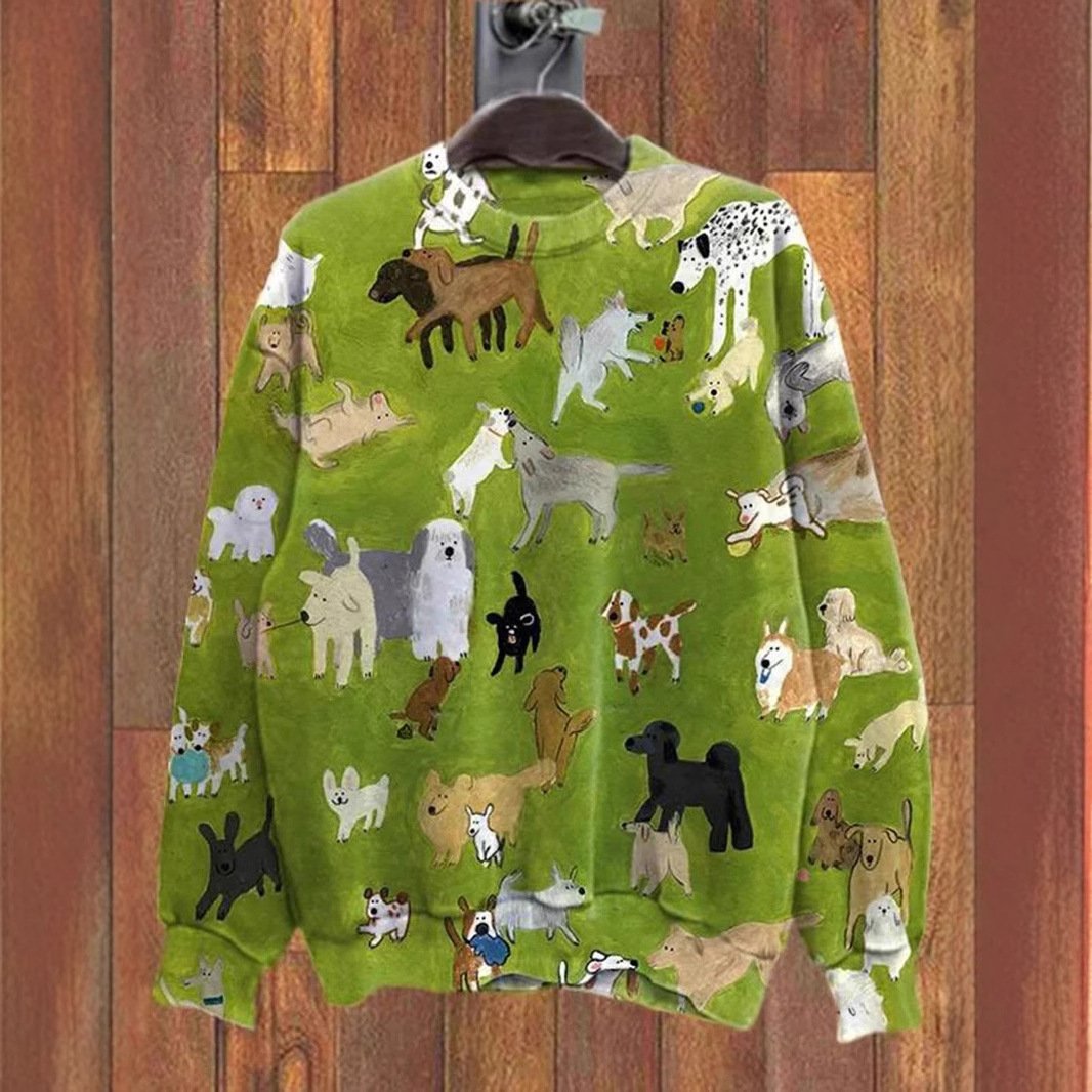 Sweat-shirts Décontracté Printemps / Automne Chien Polyester Micro-élasticité Quotidien Manches Longues Régulier Régulier pour Femmes