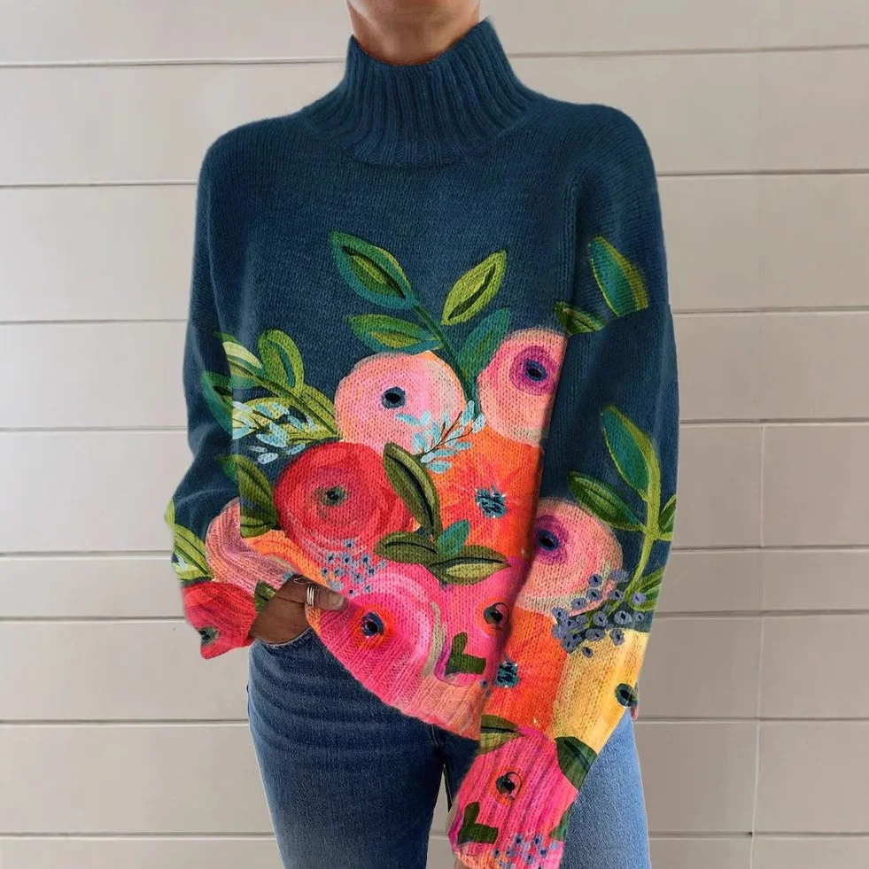 Sweat-shirts Décontracté Floral Printemps / Automne Polyester Quotidien Ample Manches Longues Droit Régulier pour Femmes