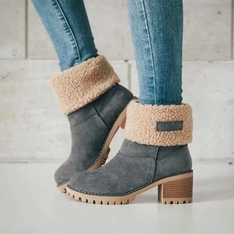 Bottes d'équitation Femmes Décontracté Plain Automne Fête Suède Talon de Bloc Bout Rond Caoutchouc Bottes d'équitation