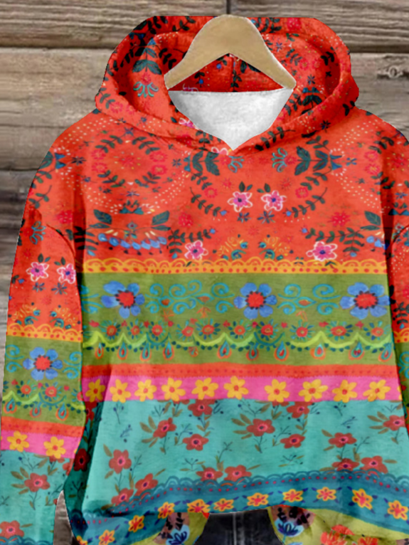 Sweat-shirts Décontracté Floral Printemps / Automne Sweat-shirt à Capuche Micro-élasticité Quotidien Ample Régulier Régulier pour Femmes
