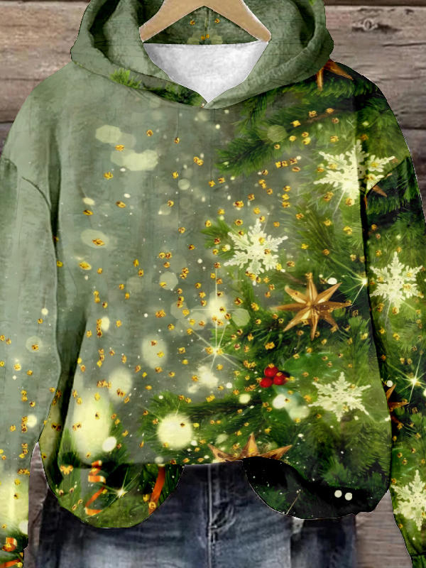 Sweat-shirts Décontracté Printemps / Automne Noël Polyester Sweat-shirt à Capuche Ample Régulier Droit Régulier pour Femmes