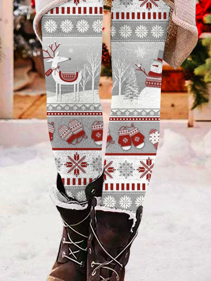 Pantalons De Yoga Femmes Décontracté Toutes Les Saisons Noël à Haute Élasticité Quotidien Serré Jersey Legging Régulier