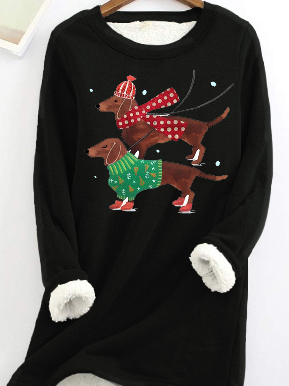 Sweat-shirts Décontracté Hiver Noël Polyester Aucune élasticité Ample Col Rond Mi-long en Toison pour Femmes