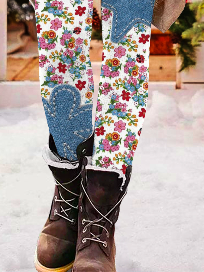 Pantalons De Yoga Femmes Décontracté Toutes Les Saisons Noël Naturel à Haute Élasticité Quotidien Long Legging Régulier