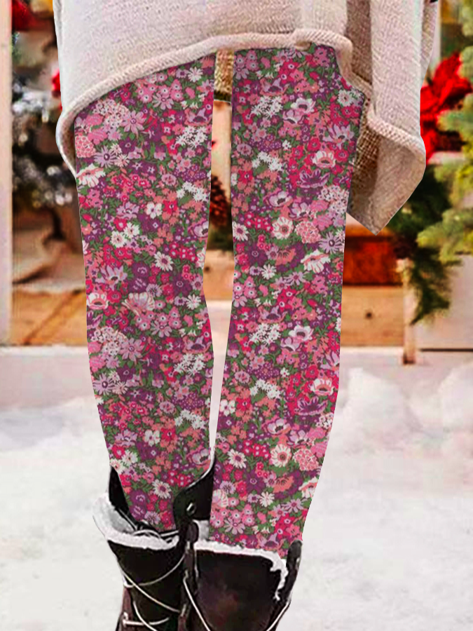 Pantalons De Yoga Femmes Décontracté Floral Toutes Les Saisons Quotidien Noël Long Legging Droit Régulier