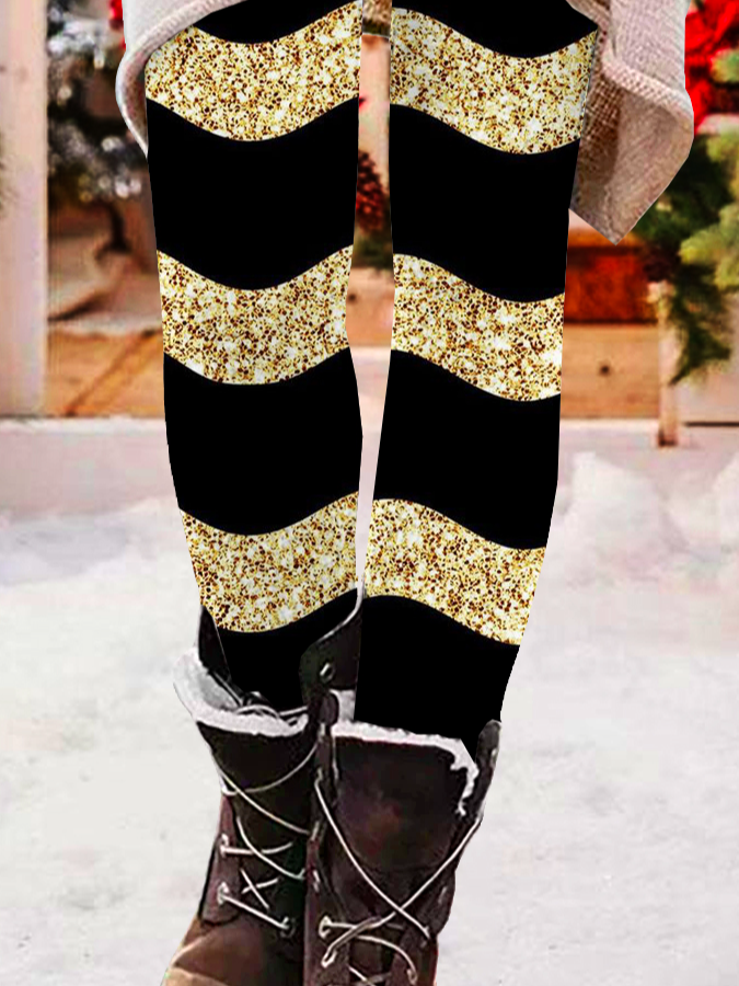 Pantalons De Yoga Décontracté Toutes Les Saisons Noël Quotidien Serré Jersey Noël Droit Régulier pour Femmes