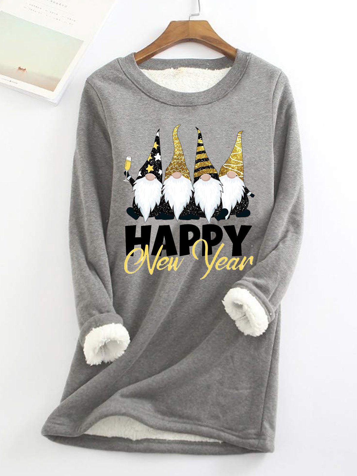 Sweat-shirts Décontracté Hiver Noël Polyester Naturel Quotidien Ample Mi-long en Toison pour Femmes