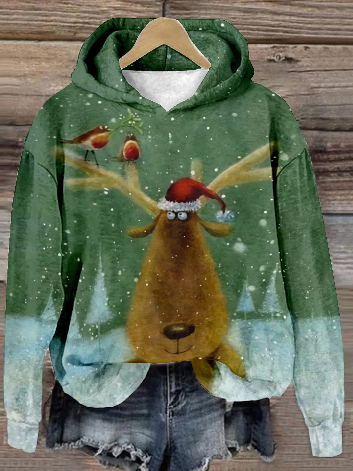 Sweat-shirts Décontracté Noël Printemps / Automne Sweat-shirt à Capuche Micro-élasticité Quotidien Noël Régulier Droit pour Femmes