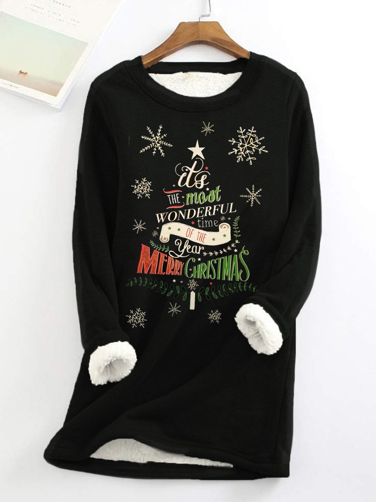 Sweat-shirts Femmes Décontracté Hiver Noël Polyester Aucune élasticité Manches Longues Col Rond Mi-long Droit