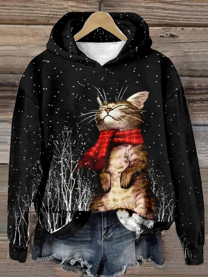 Sweat-shirts Décontracté Noël Printemps / Automne Sweat-shirt à Capuche Micro-élasticité Quotidien Noël Régulier Droit pour Femmes