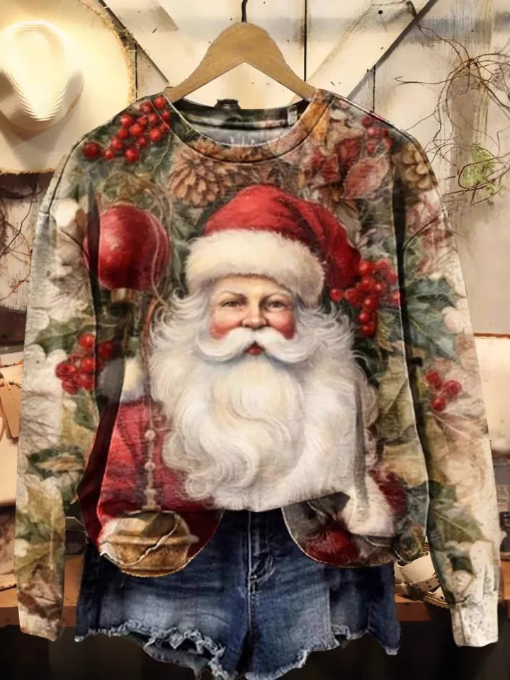 Sweat-shirts Décontracté Noël Printemps / Automne Polyester Zip Micro-élasticité Quotidien Ample Manches Longues pour Femmes
