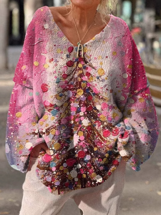 Sweat-shirts Décontracté Ethnique Printemps / Automne Polyester Noël Manches Longues Mi-long Droit Régulier pour Femmes