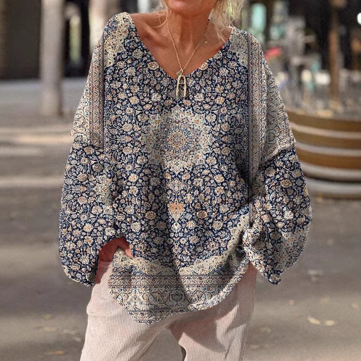 Sweat-shirts Décontracté Ethnique Printemps / Automne Polyester Noël Manches Longues Mi-long Droit Régulier pour Femmes