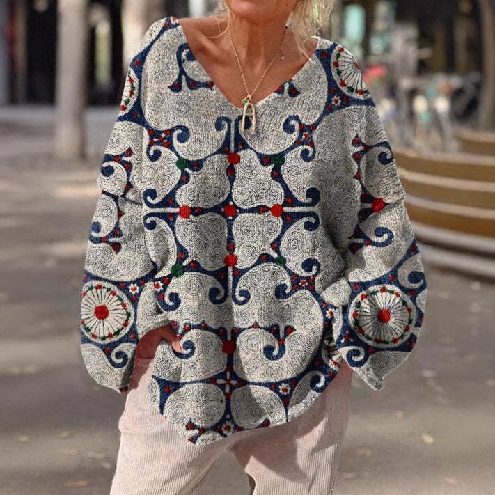 Sweat-shirts Décontracté Ethnique Printemps / Automne Polyester Noël Manches Longues Mi-long Droit Régulier pour Femmes