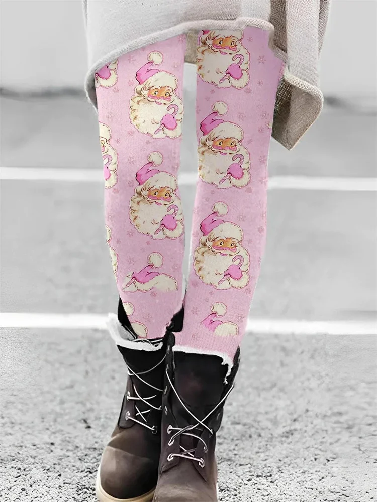 Pantalons De Yoga Femmes Décontracté Toutes Les Saisons Père Noël Polyester Micro-élasticité Fête Taille Moyenne Ligne T Régulier