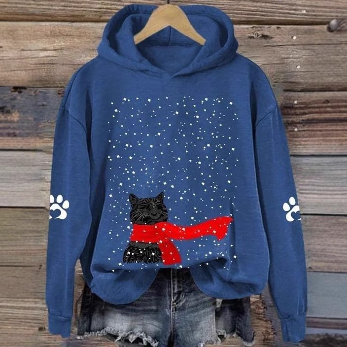 Sweat-shirts Décontracté Printemps / Automne Noël Polyester Sweat-shirt à Capuche Micro-élasticité Ample Droit Régulier pour Femmes