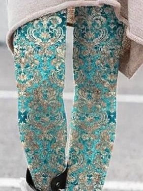 Pantalons De Yoga Femmes Décontracté Ethnique Toutes Les Saisons Naturel à Haute Élasticité Serré Jersey Long Droit
