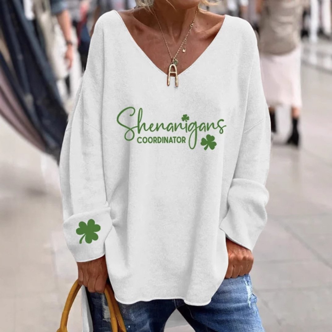 Sweat-shirts Décontracté Floral Printemps / Automne Polyester Col V Micro-élasticité Ample Manches Longues Régulier pour Femmes