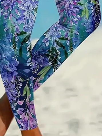 Pantalons De Yoga Décontracté Toutes Les Saisons Feuille Quotidien Serré Long Legging Droit Régulier pour Femmes