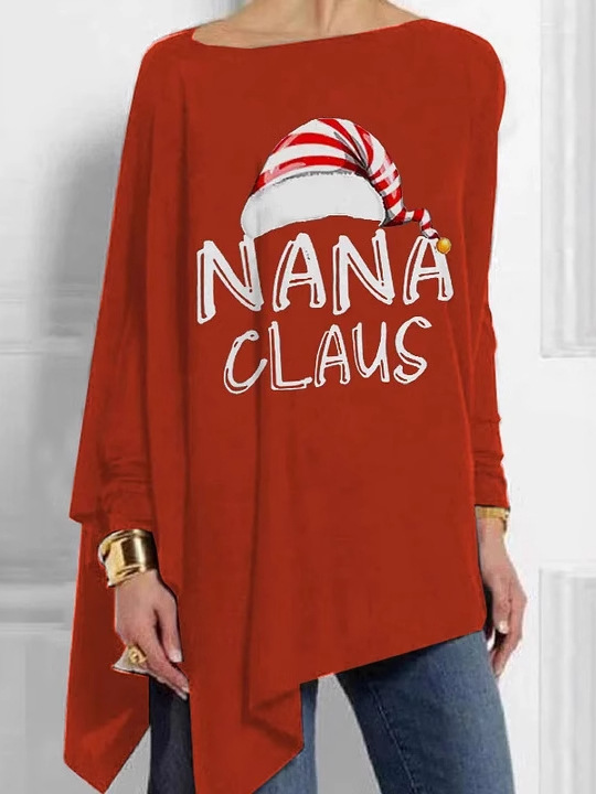 Chemisiers1 Décontracté Printemps / Automne Noël Quotidien Ample Jersey Manches Longues Mi-long Régulier pour Femmes