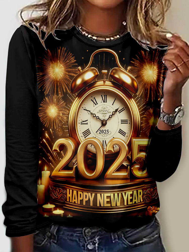 T-shirts Femmes Décontracté Printemps / Automne Imprimé de Lettre Motif Micro-élasticité Jersey Col Rond Régulier Droit Régulier
