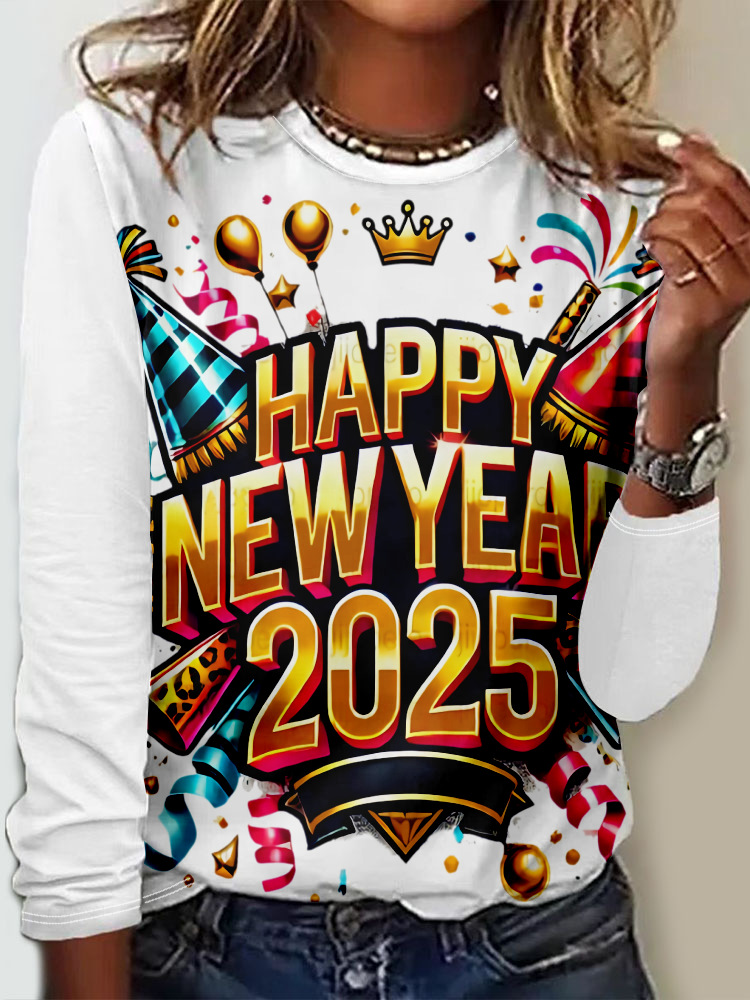 T-shirts Femmes Décontracté Printemps / Automne Imprimé de Lettre Motif Micro-élasticité Jersey Col Rond Régulier Droit Régulier