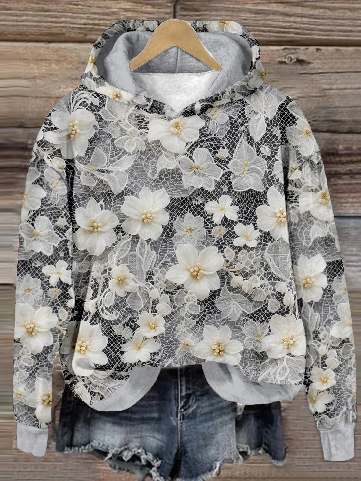 Sweat-shirts Décontracté Printemps / Automne impression en 3D Sweat-shirt à Capuche Micro-élasticité Ample Régulier Droit Régulier pour Femmes