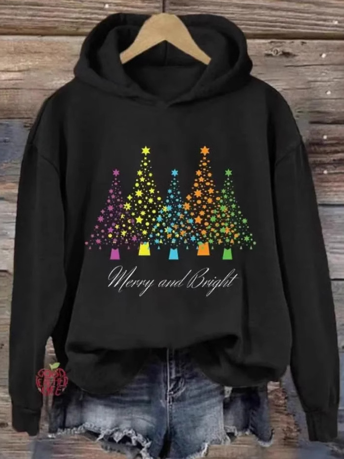 Sweat-shirts Décontracté Printemps / Automne Noël Polyester Sweat-shirt à Capuche Ample Régulier Droit Régulier pour Femmes