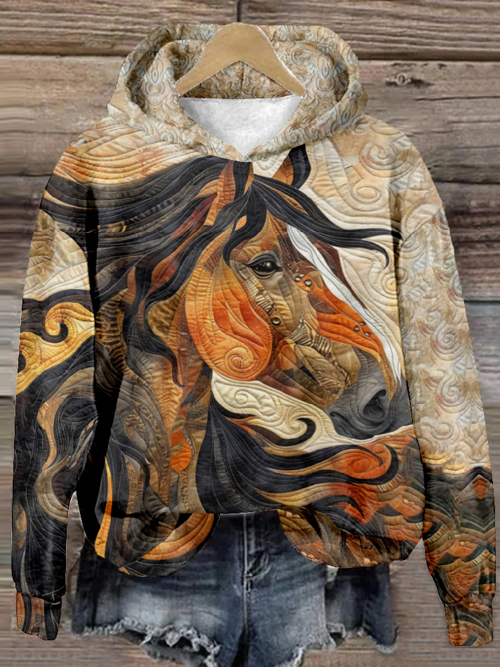 Sweat-shirts Femmes Décontracté Printemps / Automne cheval Polyester Micro-élasticité Quotidien Ample Manches Longues Droit