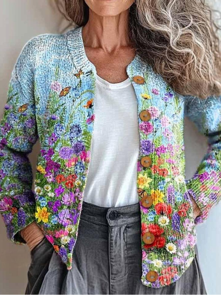 Cardigans Femmes Boho Ethnique Printemps / Automne Tricoté Faire la navette Ample Col Rond Droit Régulier