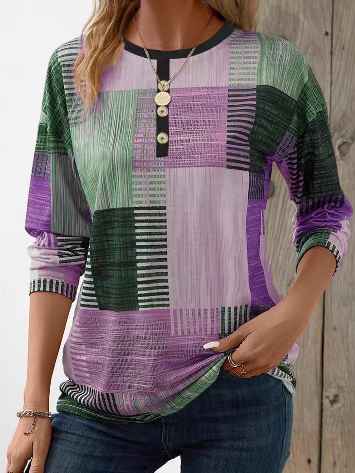 Chemisiers1 Femmes Décontracté Printemps / Automne Bloc de Couleur Polyester Micro-élasticité Manches Longues à Épaules Dénudées Régulier Régulier