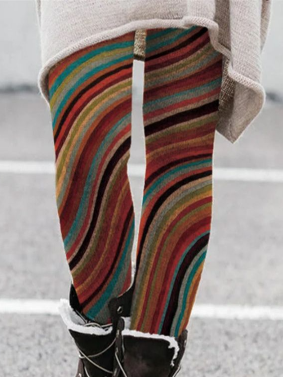 Pantalons De Yoga Femmes Rayé Décontracté Toutes Les Saisons Naturel à Haute Élasticité Quotidien Serré Droit Régulier