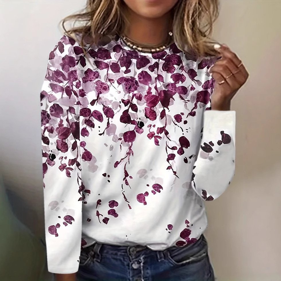 T-shirts Décontracté Ethnique Printemps / Automne Jersey Manches Longues Régulier le Jour de la Saint-Valentin Droit Régulier pour Femmes