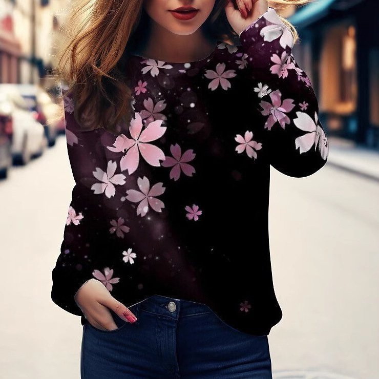 T-shirts Décontracté Ethnique Printemps / Automne Jersey Manches Longues Régulier le Jour de la Saint-Valentin Droit Régulier pour Femmes