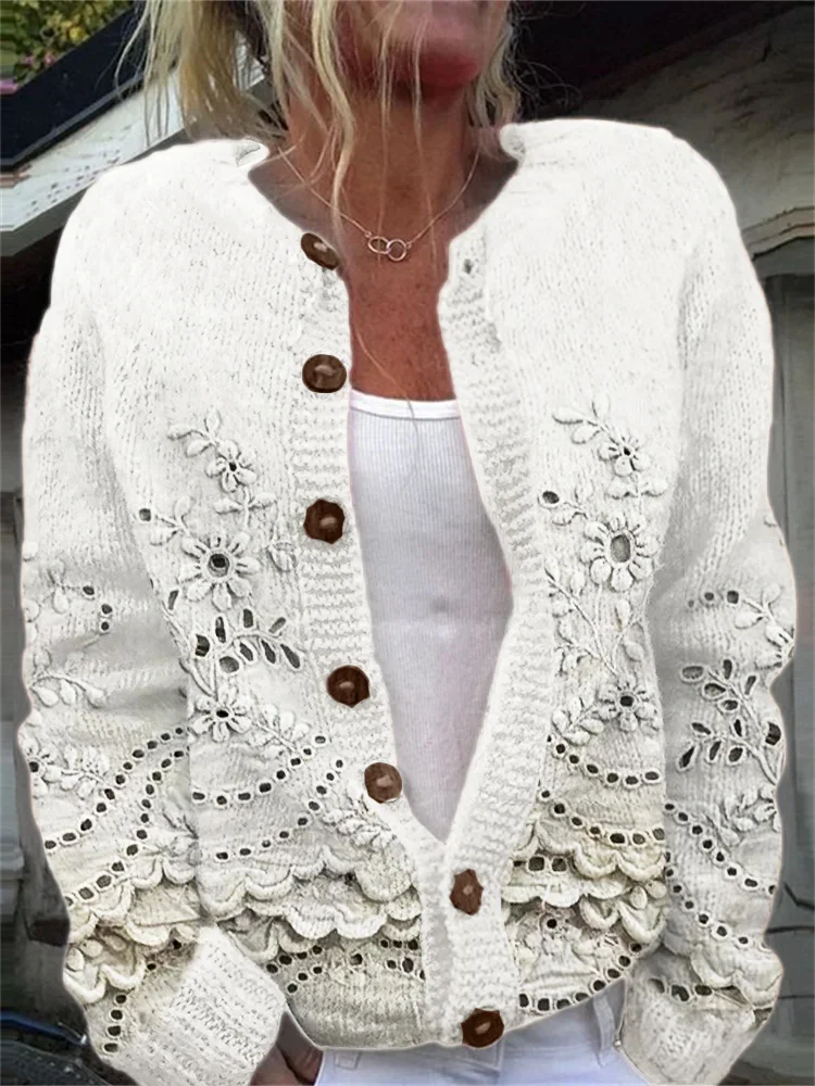 Cardigans Décontracté Printemps / Automne impression en 3D Micro-élasticité Faire la navette Col Rond Régulier Droit Régulier pour Femmes