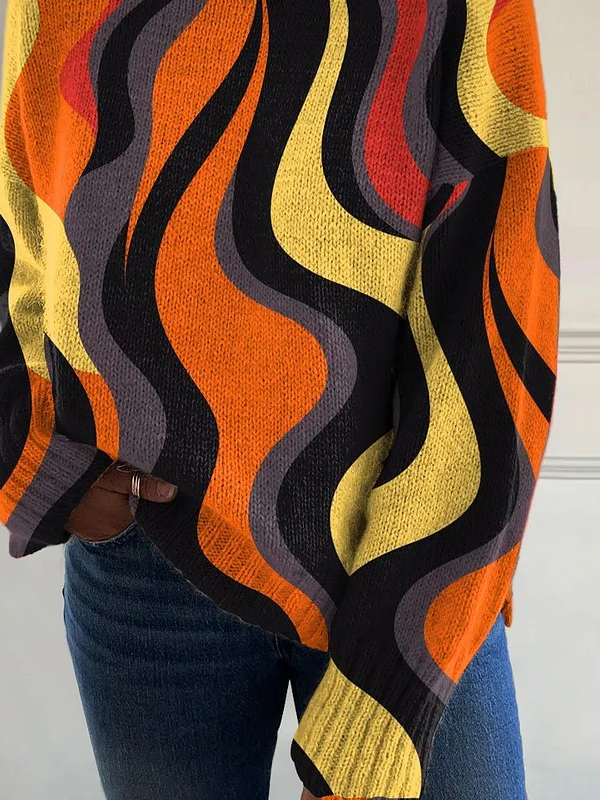 Sweat-shirts Géométrique Décontracté Printemps / Automne Polyester Micro-élasticité Quotidien Ample Manches Longues Droit pour Femmes