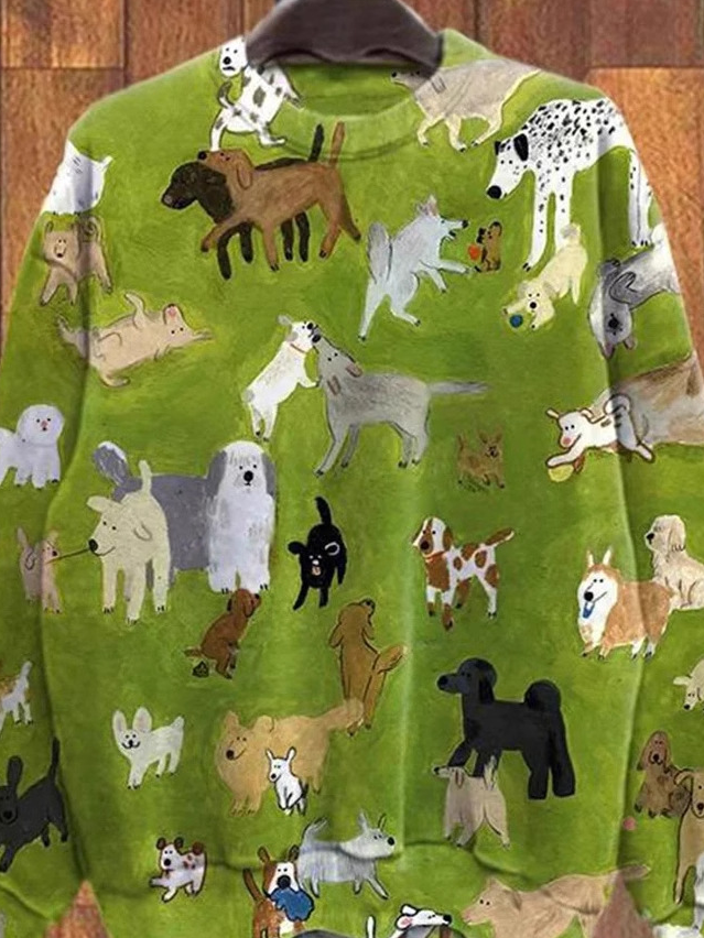 Sweat-shirts Décontracté Printemps / Automne Chien Polyester Micro-élasticité Quotidien Manches Longues Régulier Régulier pour Femmes
