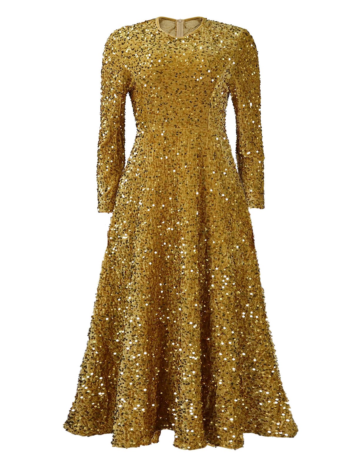 Femmes Géométrique Champagne Col Rond Confortable Robe Maxi Élégant