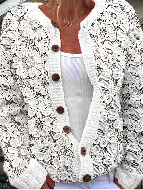 Cardigans Femmes Ethnique Printemps / Automne impression en 3D Tricoté Faire la navette Ample Régulier Droit Régulier