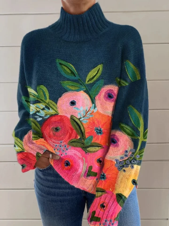 Sweat-shirts Décontracté Floral Printemps / Automne Polyester Quotidien Ample Manches Longues Droit Régulier pour Femmes