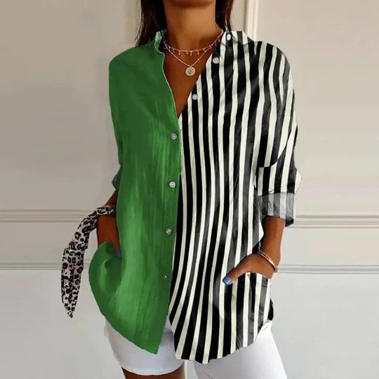 Chemises Femmes Rayé Décontracté Printemps / Automne Polyester Manches Longues Régulier Droit Régulier Col de Chemise