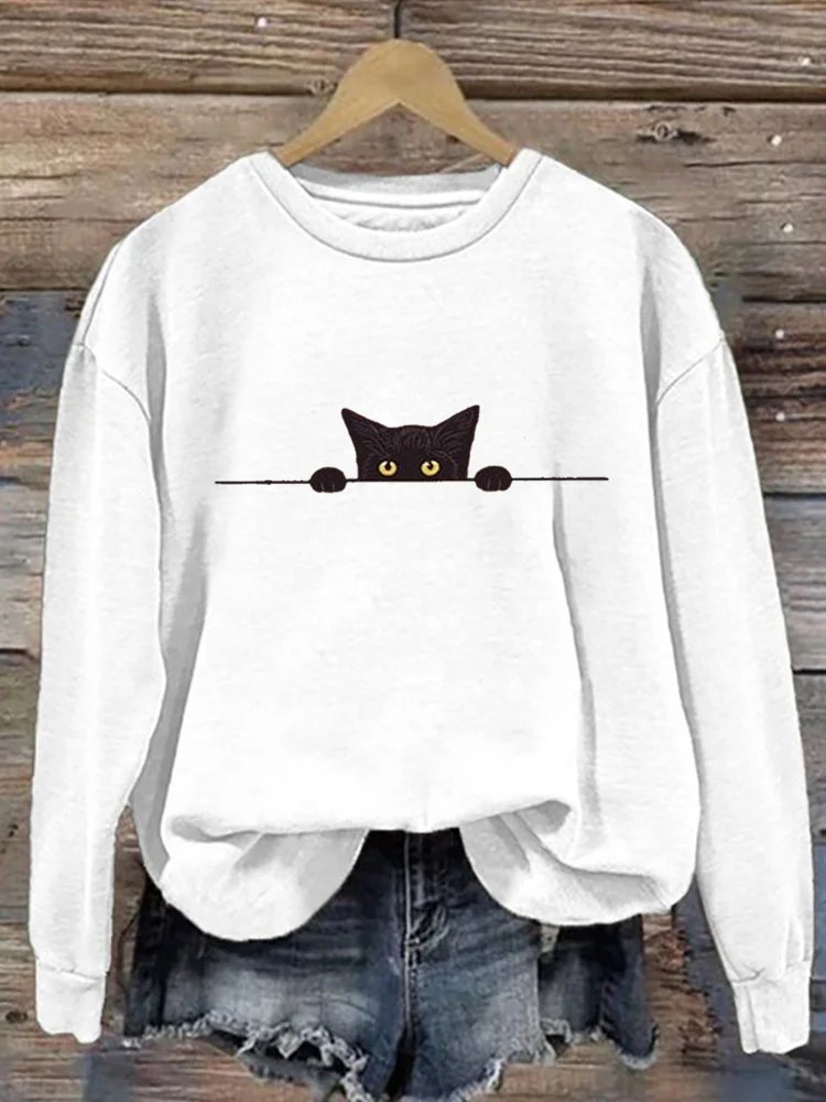 Sweat-shirts Rétro Printemps / Automne impression en 3D Polyester Quotidien Ample Manches Longues Droit Régulier pour Femmes